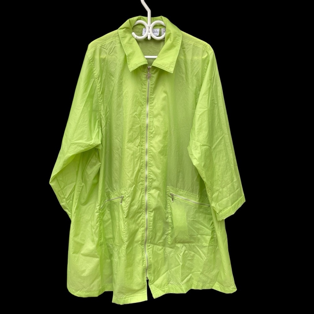 Diane Von Furstenbergh neon green/yellow light zip up windbreaker jacket size 3X